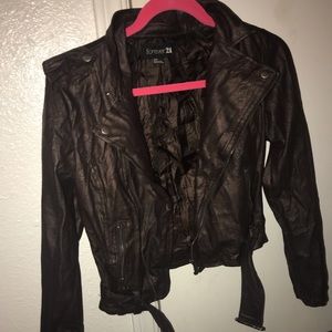Small F21 brown leather jacket